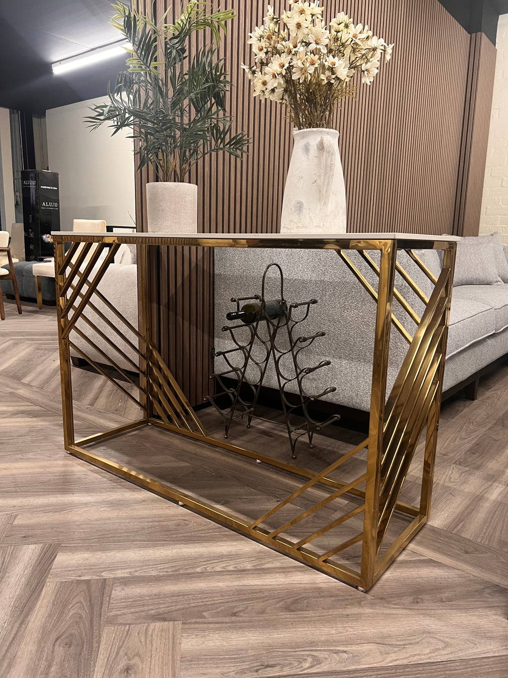 Azuri Gold Marble Console Table