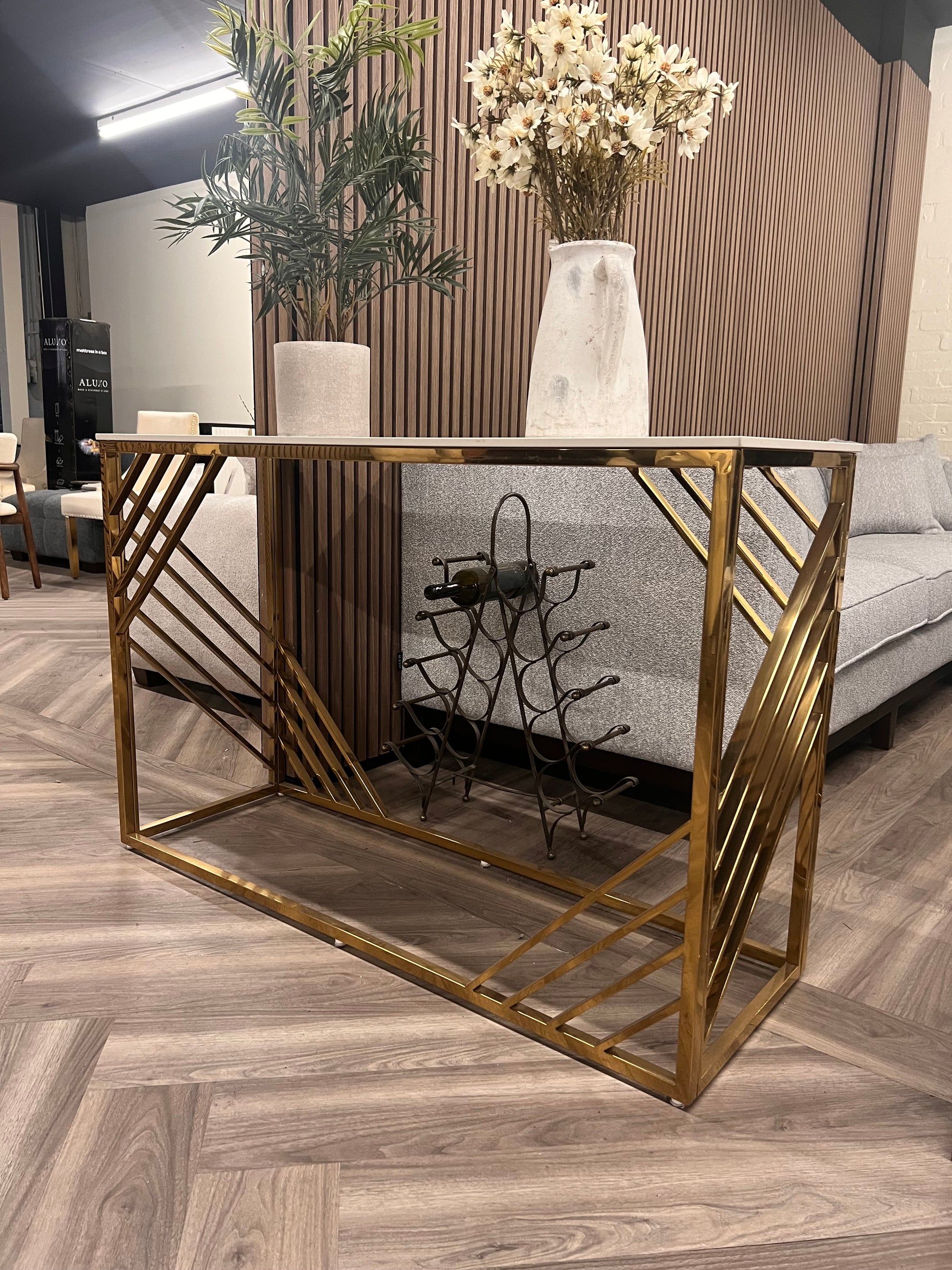 Azuri Gold Marble Console Table