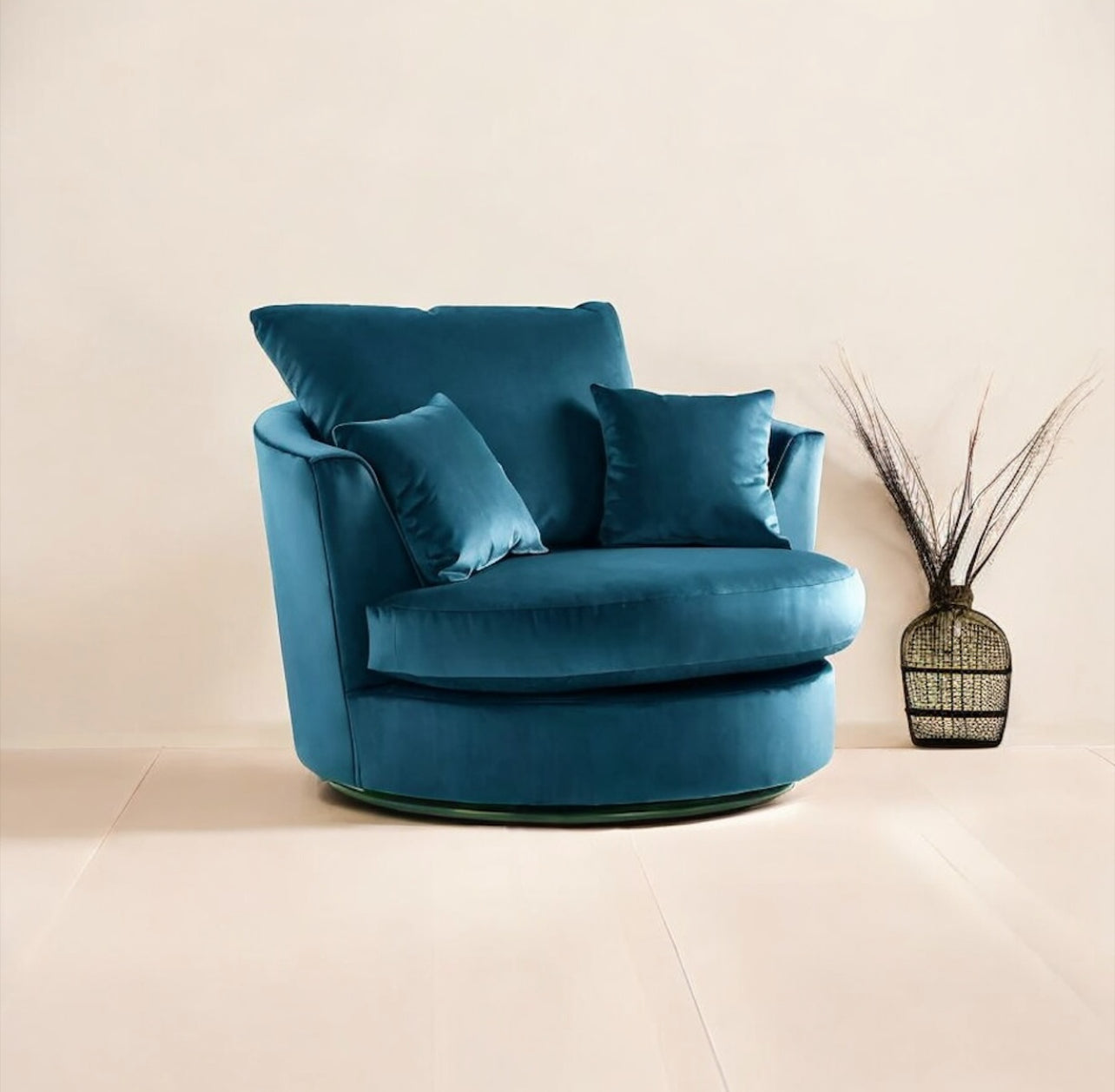 Plush Velvet Cuddle Swivel Chair